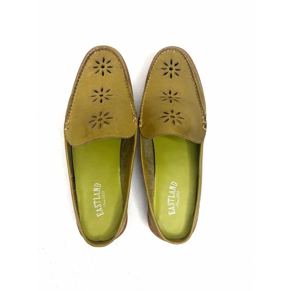 Eastland Fresno Leather Mules Slide-On Women's US 9M Chartreuse Comfort Artsy